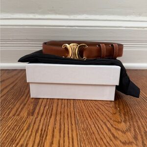 Medium Celine Triomphe Belt in Natural Calfskin - 75